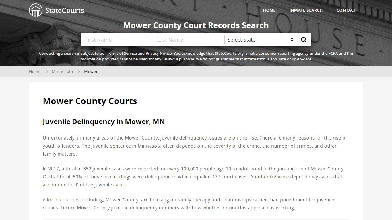 Mower County, MN Courts - Records & Cases - StateCourts